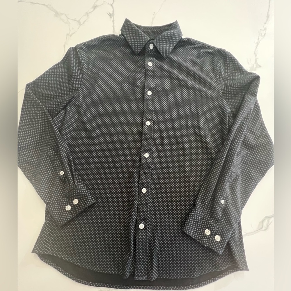 Express Men’s Button Down Black Patterned Long Sl… - image 1